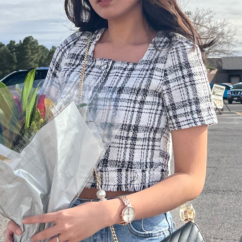 Tweed short sleeve tops🥰 Size: S | Condition: Good